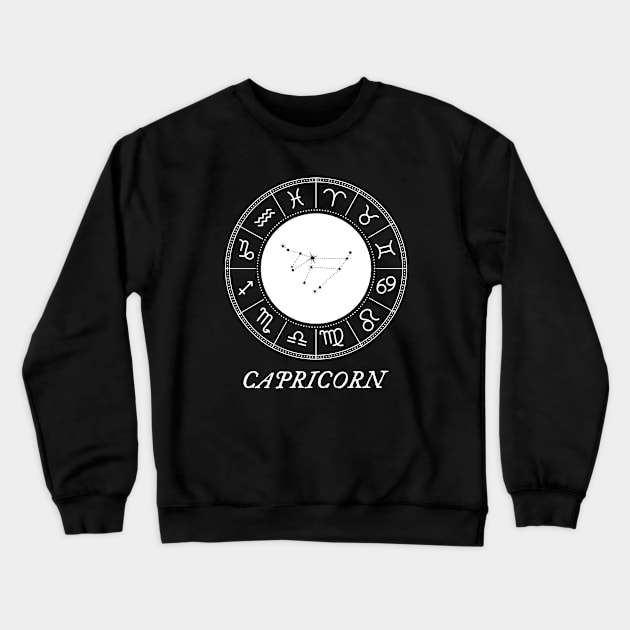 Capricorn Zodiac Sign Design With Constellation Crewneck Sweatshirt by My Zodiac Apparel